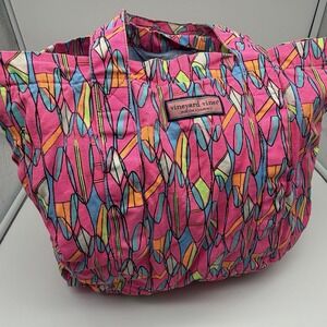 Vineyard Vines Pink Quilted Beach Tote Martha's Vineyard Surf Print